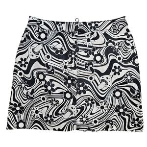 Hell Bunny Penny Mini Skirt Psychedelic Mushroom Print XL Retro Mod 70s Y2K